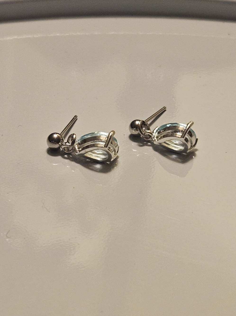 Sterling Silver Aquamarine Stud Earrings - Picture 10 of 10